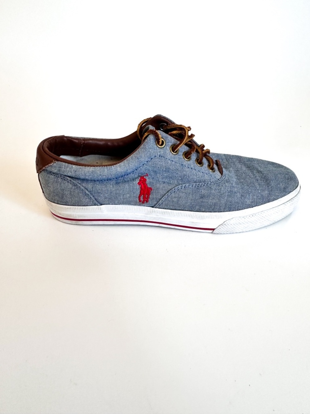 Polo Ralph Lauren 'Vaughn' Low Top Shoes Chambray Leather Men's Size 8.5